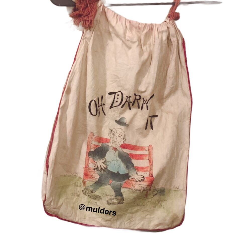 Vintage Oh Darn It Gunny Sack Storage Bag